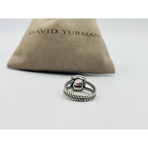 David Yurman Sterling Silver Morganite & Diamond Petite Albion Ring Size 6 - Picture 3 of 6